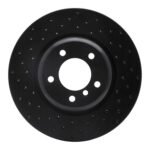 R1 Concepts 06-13 BMW 135I Front Left Drilled Black Brake Rotor