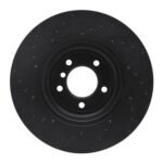 R1 Concepts 11-16 BMW Z4 Front Right Drilled Black Brake Rotor - Image 2