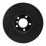 R1 Concepts 12-18 BMW 228i Front Left Drilled Black Brake Rotor - Image 2
