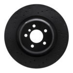 R1 Concepts 10-14 BMW X5 Rear Left Drilled Black Brake Rotor