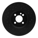 R1 Concepts 07-08 Mini Cooper (Excl Clubman) Front Left Drilled Black Brake Rotor - Image 2