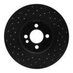 R1 Concepts 07-08 Mini Cooper (Excl Clubman) Front Right Drilled Black Brake Rotor - Image 2