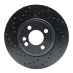 R1 Concepts 07-15 Mini Cooper (Excl Clubman) Front Left Drilled Black Brake Rotor