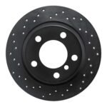 R1 Concepts 11-16 Mini Cooper Countryman Rear Left Drilled Black Brake Rotor