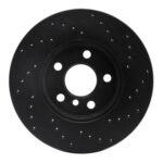 R1 Concepts 14-21 Mini Cooper (Excl Clubman) Front Left Drilled Black Brake Rotor - Image 2