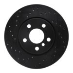 R1 Concepts 14-21 Mini Cooper (Excl Clubman) Front Left Drilled Black Brake Rotor