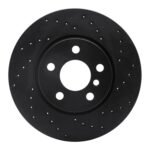 R1 Concepts 14-21 Mini Cooper (Excl Clubman) Front Right Drilled Black Brake Rotor
