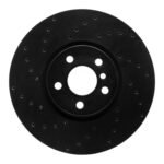 R1 Concepts 15-19 Mini Cooper (Excl Clubman) Front Left Drilled Black Brake Rotor