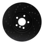R1 Concepts 15-19 Mini Cooper (Excl Clubman) Front Right Drilled Black Brake Rotor - Image 2