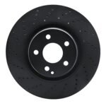 R1 Concepts 06-15 Mercedes-Benz CLS500 Front Left Drilled Black Brake Rotor