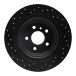 R1 Concepts 12-18 Mercedes-Benz GLE300D Rear Right Drilled Black Brake Rotor - Image 2