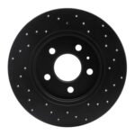 R1 Concepts 00-09 Audi A4 Quattro Rear Left Drilled Black Brake Rotor - Image 2