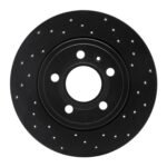R1 Concepts 00-09 Audi A4 Quattro Rear Right Drilled Black Brake Rotor