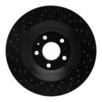 R1 Concepts 07-11 Audi S6 Rear Right Drilled Black Brake Rotor - Image 2