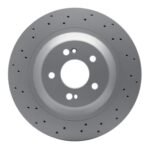 Dynamic Friction 2014-2021 Mercedes-Benz S550E Rear Drilled GeoSPEC Coated Rotor (340x24 Vented)