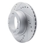 R1 Concepts 1987-1995 Porsche 968 Front Left Drilled & Slotted Silver Brake Rotor - Image 3
