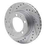 R1 Concepts 1989-1997 Porsche 911 Front Left Drilled & Slotted Silver Brake Rotor - Image 3