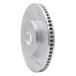 R1 Concepts 1989-1997 Porsche 911 Front Right Drilled & Slotted Silver Brake Rotor