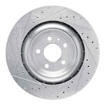 R1 Concepts 2015-2018 Porsche Macan Rear Right Drilled & Slotted Silver Brake Rotor - Image 2
