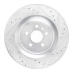 R1 Concepts 2015-2018 Porsche Macan Rear Right Drilled & Slotted Silver Brake Rotor