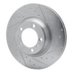 R1 Concepts 2017-2023 Porsche Cayenne Right Front Drilled & Slotted Silver Brake Rotor - Image 3