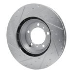 R1 Concepts 2017-2023 Porsche Cayenne Right Front Drilled & Slotted Silver Brake Rotor - Image 5