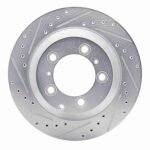 R1 Concepts 2019-2023 Porsche Cayenne Rear Left Drilled & Slotted Silver Brake Rotor
