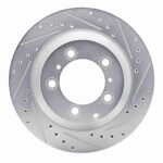 R1 Concepts 2019-2023 Porsche Cayenne Rear Right Drilled & Slotted Silver Brake Rotor