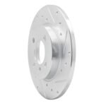 R1 Concepts 1984-1985 BMW 318i Front Right Drilled & Slotted Silver Brake Rotor - Image 3