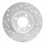 R1 Concepts 1984-1985 BMW 318i Front Right Drilled & Slotted Silver Brake Rotor - Image 2