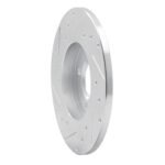 R1 Concepts 1984-1985 BMW 318i Front Right Drilled & Slotted Silver Brake Rotor - Image 5