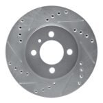 R1 Concepts 1984-1991 BMW 318i Front Left Drilled & Slotted Silver Brake Rotor