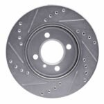 R1 Concepts 1984-1991 BMW 325i (USA/Canada) Front Right Drilled & Slotted Silver Brake Rotor - Image 2
