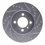R1 Concepts 1984-1991 BMW 325i (USA/Canada) Front Right Drilled & Slotted Silver Brake Rotor