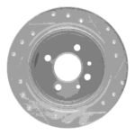 R1 Concepts 1984-1991 BMW 325e Rear Left Drilled & Slotted Silver Brake Rotor - Image 2