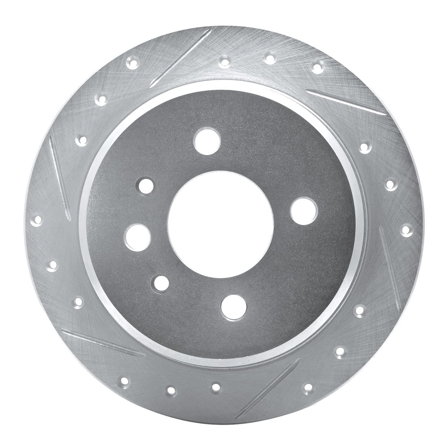 DF_63131018L_Fro.jpg R1 Concepts 1984-1991 BMW 325e Rear Left Drilled & Slotted Silver Brake Rotor - Image 1