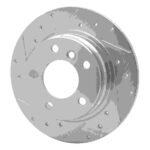 R1 Concepts 1991-1999 BMW 328is Rear Left Drilled & Slotted Silver Brake Rotor - Image 3