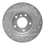 R1 Concepts 1991-1999 BMW 328is Rear Left Drilled & Slotted Silver Brake Rotor - Image 2