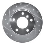 R1 Concepts 1991-1999 BMW 328is Rear Left Drilled & Slotted Silver Brake Rotor