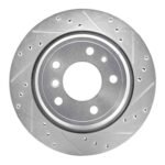 R1 Concepts 1991-1995 BMW 540i Rear Right Drilled & Slotted Silver Brake Rotor