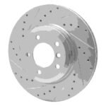 R1 Concepts 2001-2008 BMW Z4 Front Left Drilled & Slotted Silver Brake Rotor - Image 3