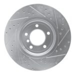 R1 Concepts 2001-2008 BMW Z4 Front Left Drilled & Slotted Silver Brake Rotor - Image 2