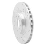 R1 Concepts 2001-2006 BMW M3 Left Front Drilled & Slotted Silver Brake Rotor - Image 3