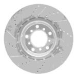R1 Concepts 2001-2006 BMW M3 Left Front Drilled & Slotted Silver Brake Rotor - Image 2