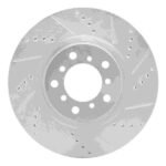R1 Concepts 2001-2006 BMW M3 Left Front Drilled & Slotted Silver Brake Rotor