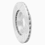 R1 Concepts 2001-2006 BMW M3 Left Front Drilled & Slotted Silver Brake Rotor - Image 5