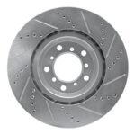 R1 Concepts 2001-2006 BMW M3 Right Front Drilled & Slotted Silver Brake Rotor - Image 2