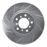 R1 Concepts 2001-2006 BMW M3 Right Front Drilled & Slotted Silver Brake Rotor