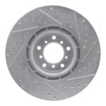 R1 Concepts 2000-2003 BMW M5 Right Front Drilled & Slotted Silver Brake Rotor - Image 2