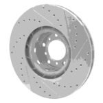 R1 Concepts 2000-2003 BMW M5 Right Front Drilled & Slotted Silver Brake Rotor - Image 5